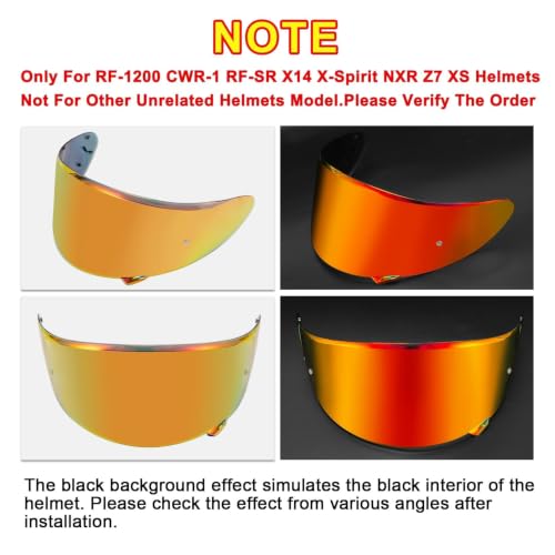 Image of psler CWR-1 Visor- RF-1200 Visor X14 Face Shield Replacement for CWR-1 RF 1200 X-Spirit NXR Z7 X14 NX NZ,Deep Gold Red