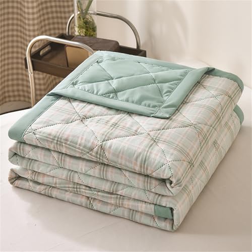 Highdi Colcha Microfibra Extra Suave, Cuadros Escandinavos Colcha de Verano Primavera, Cubre Cama Fina Ligera Multiusos, Verano, Otoño e Invierno para Individual Dobles (Verde 2,180x200cm)