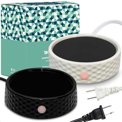 Electric Large Candle Warmer Plate - Ceramic Candle Wax Warmers for Jar Candles, Coffee Mug Warmer Cup Warmers for Home Office Aromatherapy Fragrance and Heating Beverage (Black and White Honeycomb)