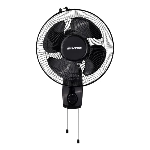 Image of Syntro AERON 300 mm Wall Mounted Fan for Home and Office | High Speed Cooling, Powerful Motor & Energy Efficient | 12 Months Manufacturer Warranty-Black