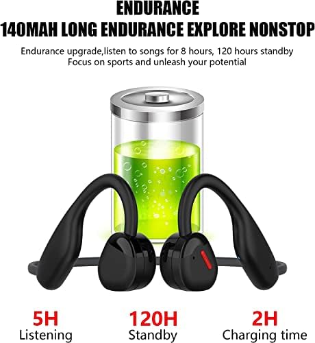 Open Ear Air Conduction Headphones, Wireless Earphones Bluetooth 5.3 Headset, Up to 10+ Hours Playtime Sports Headphones for Running/Cycling/Hiking/Gym/Climbing/Driving/Music/Gaming/Working (Black)
