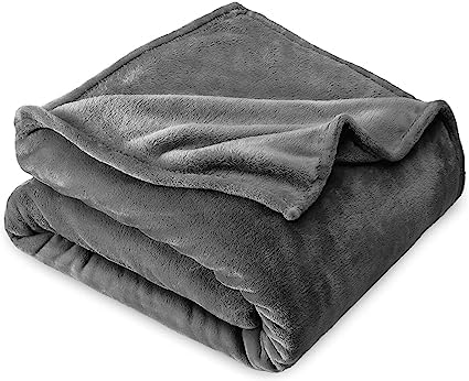 Image of HOMEKART Premium Flannel Fleece Blanket for Single Bed, Super Soft Plush Lightweight All Season Blanket, Solid Cozy Bed Throw for Bedroom, Sofa, Couch, Travel & Camping, 152 x 228 cm (Grey)