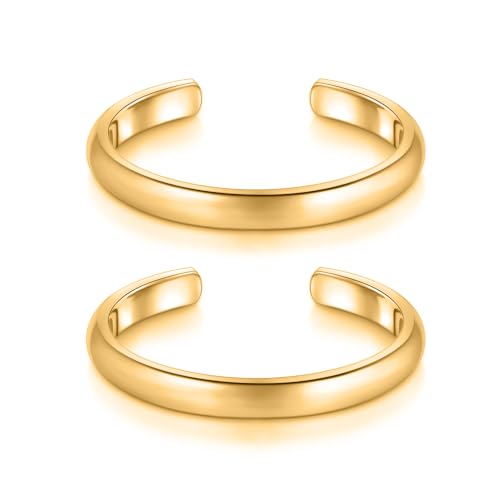 Image of BORUO Toe Rings, 925 Sterling Silver or Waterproof Gold Plated, 2-4mm | 925 Sterling Silver or Waterproof 14K Gold-Plated Stainless Steel Toe Rings in 2mm, 3mm, or 4mm Widths for Women.