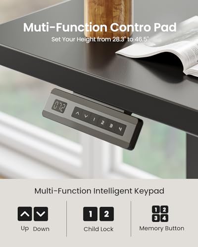 Image of FEZIBO L Shaped Electric Corner Standing Desk, 55x32 inch Home Office & Computer Height Adjustable Table with 4 Memory Height Settings, Ergonomic Sit and Stand Desk with Splice Board, Black Top