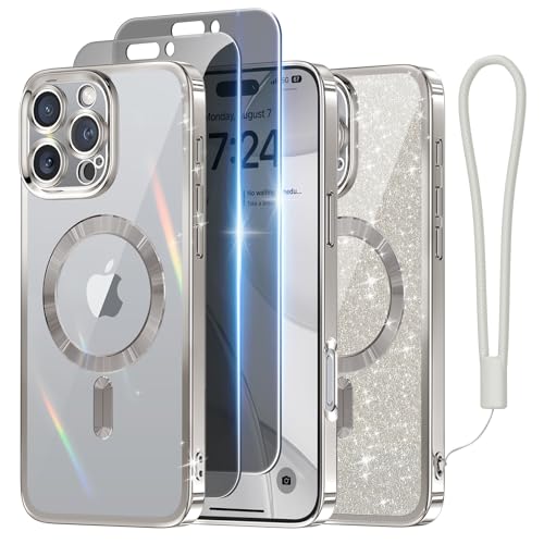 Coque iPhone 16 Pro MagSafe paillettes avec protection écran confidentialité