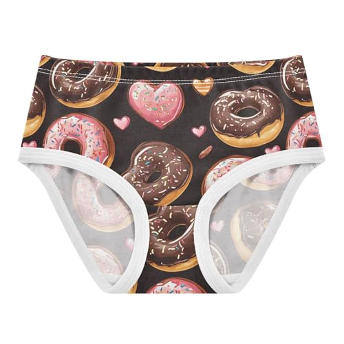 Wusikd Chocolate Doughnuts Girls' Underwear Cotton Hearts Girls Briefs Soft Toddler Underwear 2T