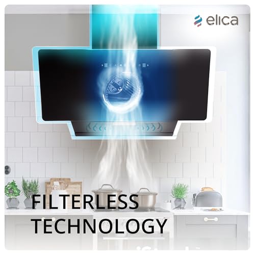 Image of Elica 90cm 1600 m3 /hr BLDC Filterless Autoclean Vertical Kitchen Chimney | Twin Suction Inlets| 15 Years Motor & 5 Years Comprehensive Warranty| KITTY FL 900 BLDC HAC LTW MS NERO |Black| Motion Sensor