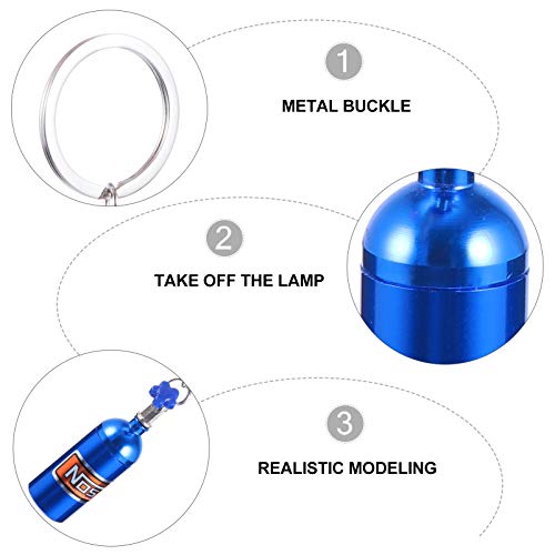 BESPORTBLE 2 Pcs Azul Mini Garrafa de Óxido Nitroso Chaveiro Modelos de Peças Automotivas Modelo de