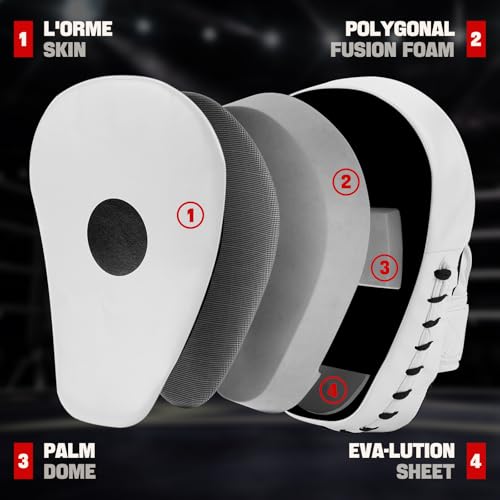 Boxing Pads for Men, Women, & Kids, Leather Focus Mitts for Martial Arts, Boxing Training, Curved Punch Mitts for Karate, Kickboxing,Muay Thai, Taekwondo