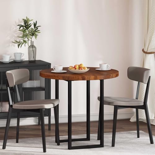 Plateau de table Ø 80 cm en chêne massif marron clair pour intérieur