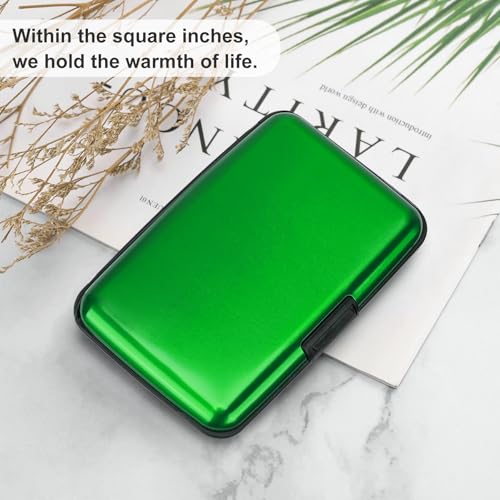 Image of ELFISH Mini RFID Aluminum Wallet Credit Cards Holder Business Card Case Metal ID Case for Men Women (Green)