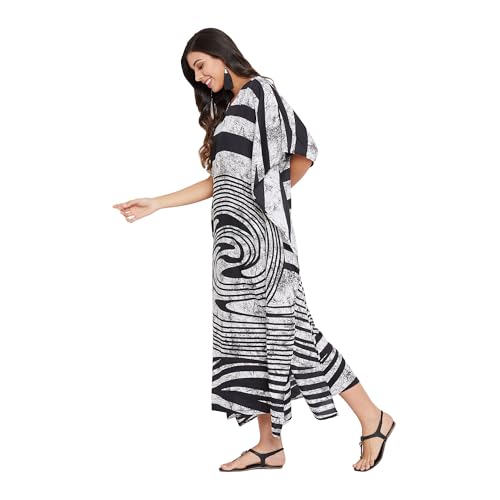 Image of Oussum Women Plus Size Kaftan Kimono Loose Maxi summer dresses for women Beach 3 /4 Sleeve Casual lounge dress Boho