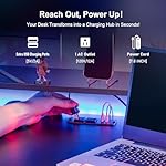 GTRACING 55 Inch Gaming Desk with LED Lights, Computer Gamer Desk with Monitor Stand, Ergonomic Carbon Fiber Surface Gaming Table with Mouse Pad for Home Office, RGB - Image 4