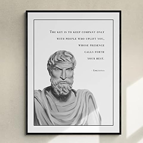 MAXFOUNDRY Epictetus Hand-drawn Portrait, Philosophy Quote, Stoicism Poster, Gift for Stoics, Ancient Greek Philosophy, Christmas Gift for Husband, Motivational Art Print, Stoic Art 11x14 / 27x35 cm Cover