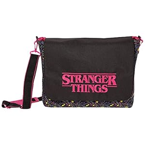 Stranger Things 80s Print With Logo Record Bag, Womens, One Size, Black, Official Merchandise One Size