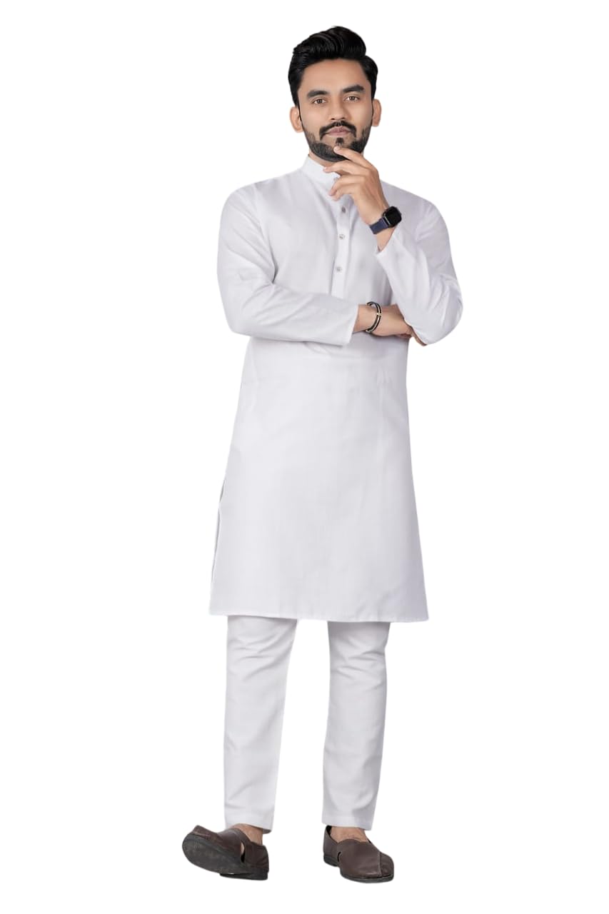 Mens Cotton Blend Kurta Timeless Elegance for Festivals & Events Solid Plain Full Sleeves Mandarin Collar Kurta Classic Design, Premium Comfort (Pack of 1)-image-31