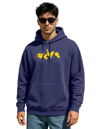 Image of Veirdo Polycotton Spun Oversized Fit Hooded Sweatshirt Full Sleeves Front Chest Graphic Printed Drop Shoulder Jumper Hoodie for Men (Sizes: S to 3XL)
