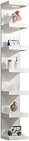 UrbanNook 7-Tier White Floating Wall Shelf with LED Lights & Remote Control - Modern Wall Mounted Display for Living Room, Bedroom, Office
