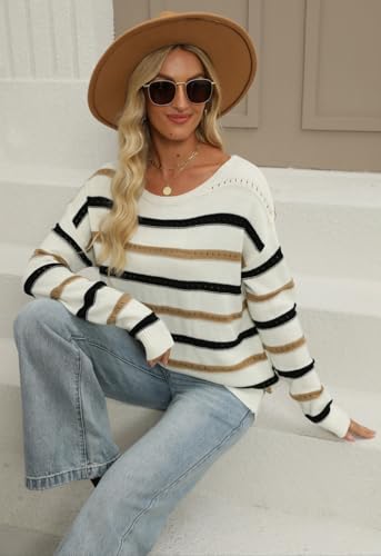 Zeagoo Womens Sweaters Cute Long Sleeve Off The Shoulder Pullover Tops Hollow Out Crochet Dressy Casual Outfits4