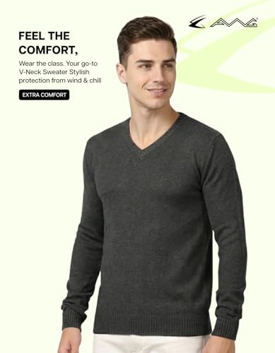 Image of AWG ALL WEATHER GEAR Men's Woolen V-Neck Full Sleeve Sweater