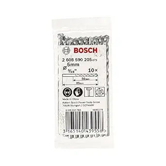 Bosch Professional Impact Drill Bit/Masonry Drill Bit Set With Diameter 5mm, Working Length- 50mm, Total Length 85mm, Pack Of 10