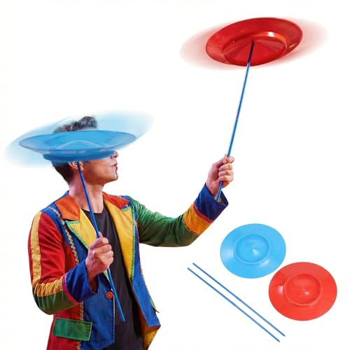 SUPVOX Lot De 2 Assiettes De Jonglage avec BâTons pour Spectacles De Jeu De Poteau Tournant pour...