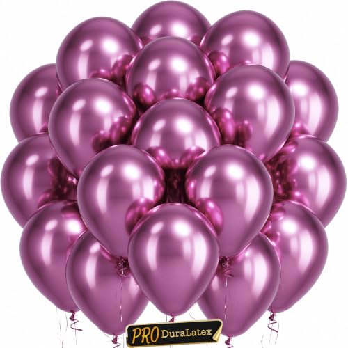 Image of Bezente Pro Duralatex Metallic Pink Extra-Thick Balloons 120 Pack 10 inch
