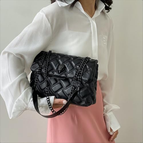 Quilted Crossbody Bags for Women PU Leather Shoulder Bag with Chain Strap Trendy Puffer Clutch Purse Satchel Evening Bag2