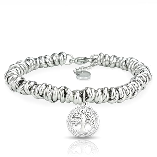 SAGA GIOIELLI® BRACCIALE DONNA ALBERO DELLA VITA ACCIAIO INTRECCIATO