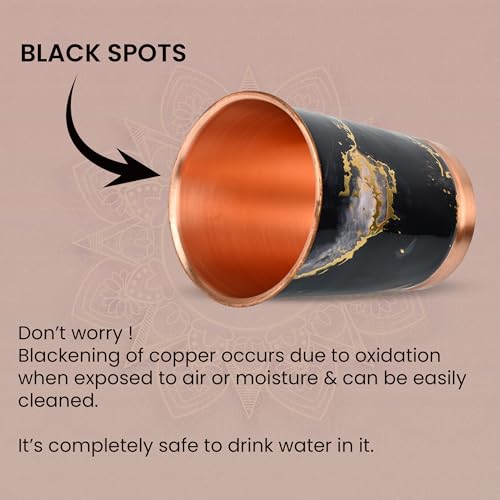 Copper Premium Black Gold Design Set of Two Glass with Elegant Gift Box, 250 ML