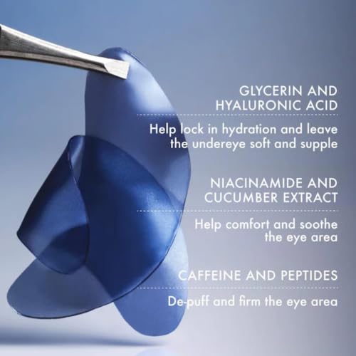Image of Summer Fridays Jet Lag Hydrating Eye Patches - De-puffing Hydrogel Under Eye Masks with Hyaluronic Acid, Caffeine + Peptides - Soothing + Refreshing At-Home + Travel Skin Care (15 Pairs)