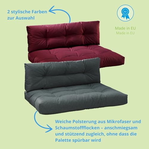 Bodyprotect Palettenkissen 120 x 80 x 12 cm Outdoor & Indoor, Bequemes Sitzkissen, Paletten Kissen, hochwertiger Möbelstoff in dunkelgrau
