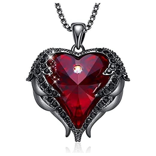 CDE Angel Wing Pendant Necklace White Gold Plated Women Jewelry Heart of Ocean Embellished with Austrian Crystals Necklaces Valentine's Day Jewelry Gift for Women Mom Her