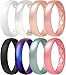 Egnaro Women Breathable Inner Arc Silicone Wedding Ring Wedding Bands Anniversary Rings 4mm Width - 1.5mm Thickness - 8rings / 7 Rings / 4 Rings / 1 Ring