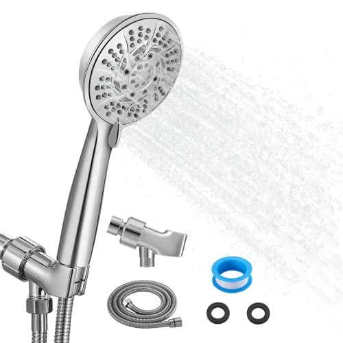 Handheld Shower Head High Pressure - 10 Spray Settings Detachable Shower Head With Hose - TONSNVITAE Chrome Shower Head With Handheld Spray For Rv Bathroom - Adjustable Bracket