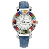 Glass Of Venice Serena Murano Millefiori 腕時計 レザーバンド ブルー, ブルー