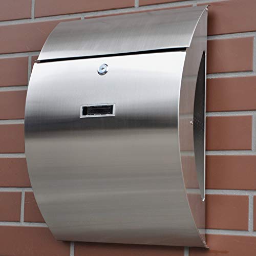 Buzón de pared con compartimento para periódicos - resistente a la intemperie, buzón de diseño, grande y elegante, buzón de correo, 3 llaves, formato de ranura C4, placa para nombre Cover