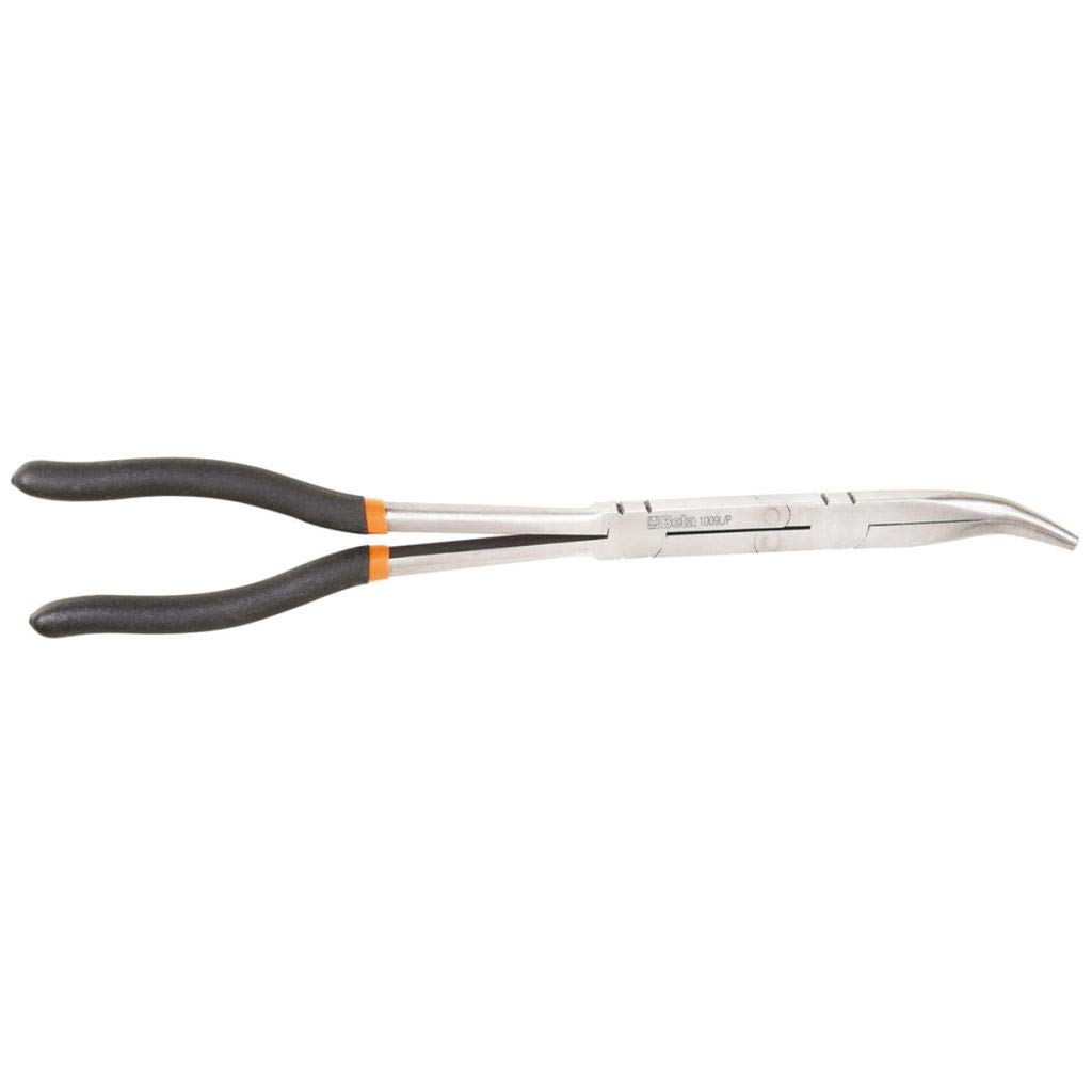 BETA - Set 2 Pinze a Becchi Mezzotondi Lunghissimi Zigrinati con Doppio Snodo e Manici in PVC Antiscivolo, Pinze Professionali per Accessi Difficili, Manutenzione Tecnica, 1009L/DP-S2