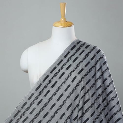 Image of Premium Sambalpuri Ikat Weave Pure Handloom Cotton Shirt Fabric - Authentic Odisha Traditional Tie-Dye Craft, Soft & Breathable Natural Cotton Material for Custom Tailoring, Casual & Formal Wear