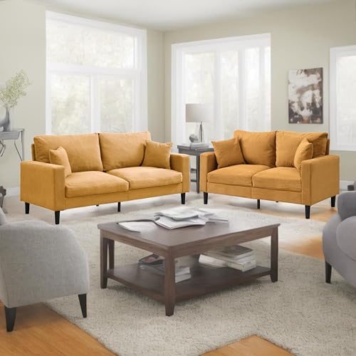 XUOXFUTZIG Bohemian Orange Corduroy Sofa Set Boho Chic 3-Seater +