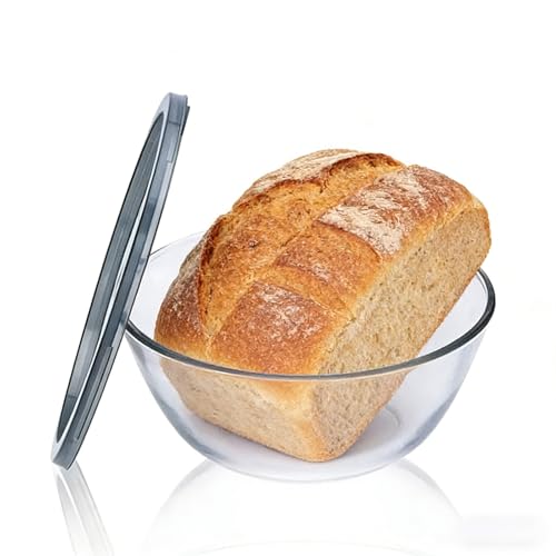 Tazón grande de vidrio 4.7 Qt con tapa para fermentación y mezcla miniatura 1