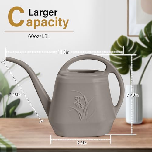 ZXJ Plant Watering Can - for Indoor and Outdoor Home Garden Plants - with Long Spout - Coffee Color - 1/2 Gallon