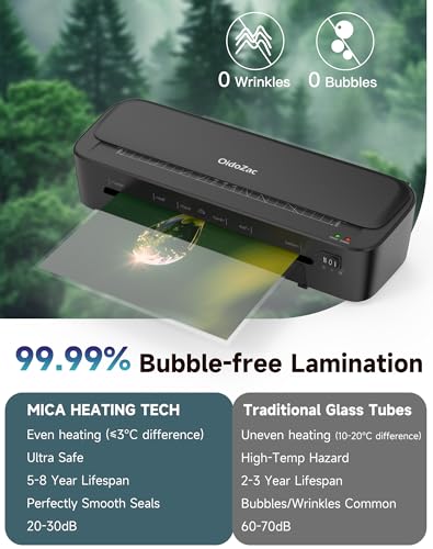 Image of Laminator Machine, 11 in 1 Laminating Never Jam Technology with 36 Laminating Sheets, 9 Inch Thermal Laminator A4 Laminating Machine Hot & Cold Mode for Home Office School Black