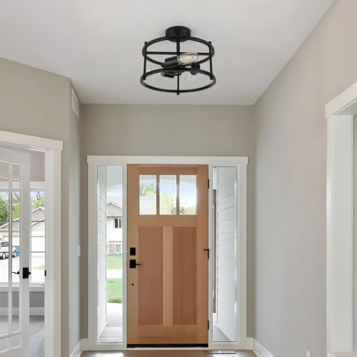 foucasal 3-Light Industrial Semi Flush Mount Ceiling Light Black 12.59" - image 8