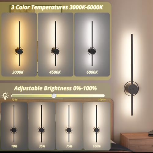 Image of Blibly Battery Operated Wall Sconces Set of 2, Rechargeable Wall Sconce with Dimmable 360Rotate Timing, Wireless Rechargeable Wall Lights for Living Room Bedroom Hallway Black