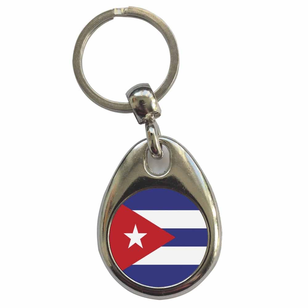 Ozorath Cuba National Flag Keyring Keychain with Split Ring Attachment and Metal Key Fob