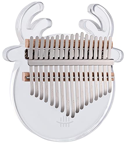 Clear Kalimba Thumb Piano avec sac de flanelle, Tuning Hammer et instructions d'étude, Cristal transparent Kalimba 17 clé, instrument de musique Cadeaux for enfants, piano de la forme de cerfs, acryli Cover