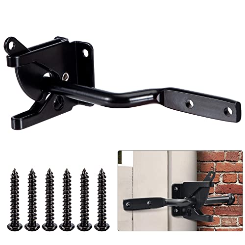 Pestillo Automático Cerrojo de Puerta de Madera Pestillo Puerta Exterior de Acero con Tonillos para Puerta de Jardíny Cierre de Puerta Externo, Negro