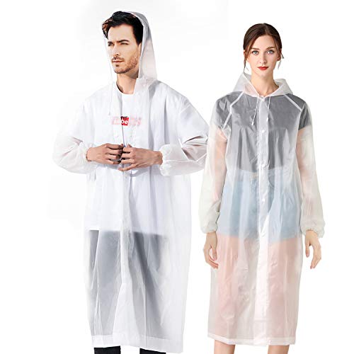Craftersmark Rain Ponchos for Adults - 2 Pack Emergency Rain Poncho for Hiking Travel Safety Protection, Waterproof Rain Coats for Women and Men with Drawstring Hood, Size 46.85