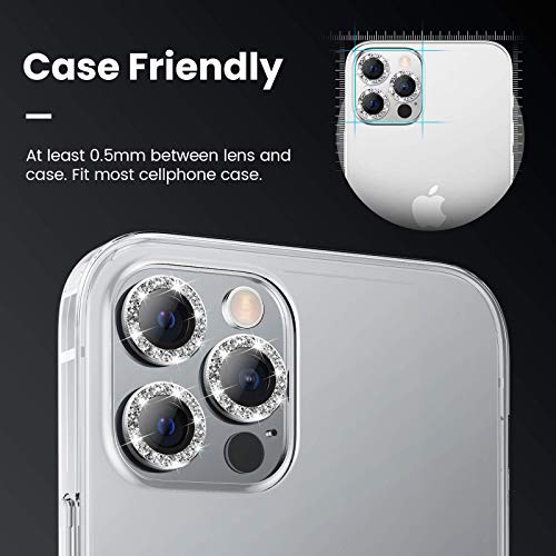 418nJkEXeaL Tensea Compatible with iPhone 12 Pro Camera Lens Protector, 9H Tempered Glass Camera Cover Screen Protector for iPhone12 Pro 6.1 inch 2020 (Diamond) - Image 4